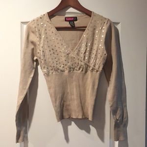 Beige sequin cardigan